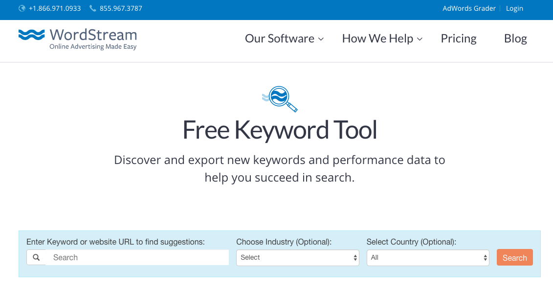 Wordstream best sale keyword tool